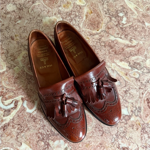 $698 Crockett & Jones Peal & Co Loafer Wingtip US 8 E UK 7 Chestnut Tan - Picture 10 of 11